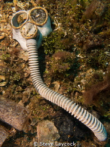 Gas mask on board Fujikawa Maru by Steve Laycock 